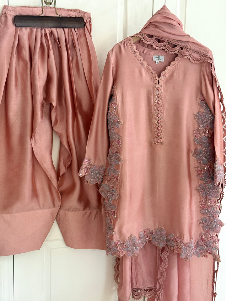 CUTWORK EMBELLISHED SHEESHA SILK FARSHI SHALWAR FRSH53