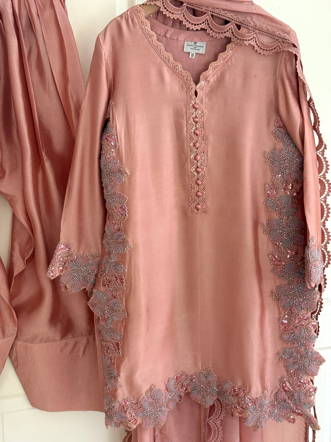 CUTWORK EMBELLISHED SHEESHA SILK FARSHI SHALWAR FRSH53