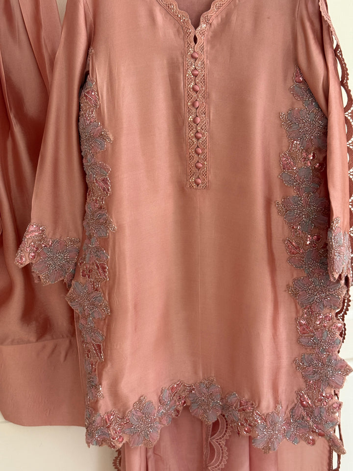 CUTWORK EMBELLISHED SHEESHA SILK FARSHI SHALWAR FRSH53