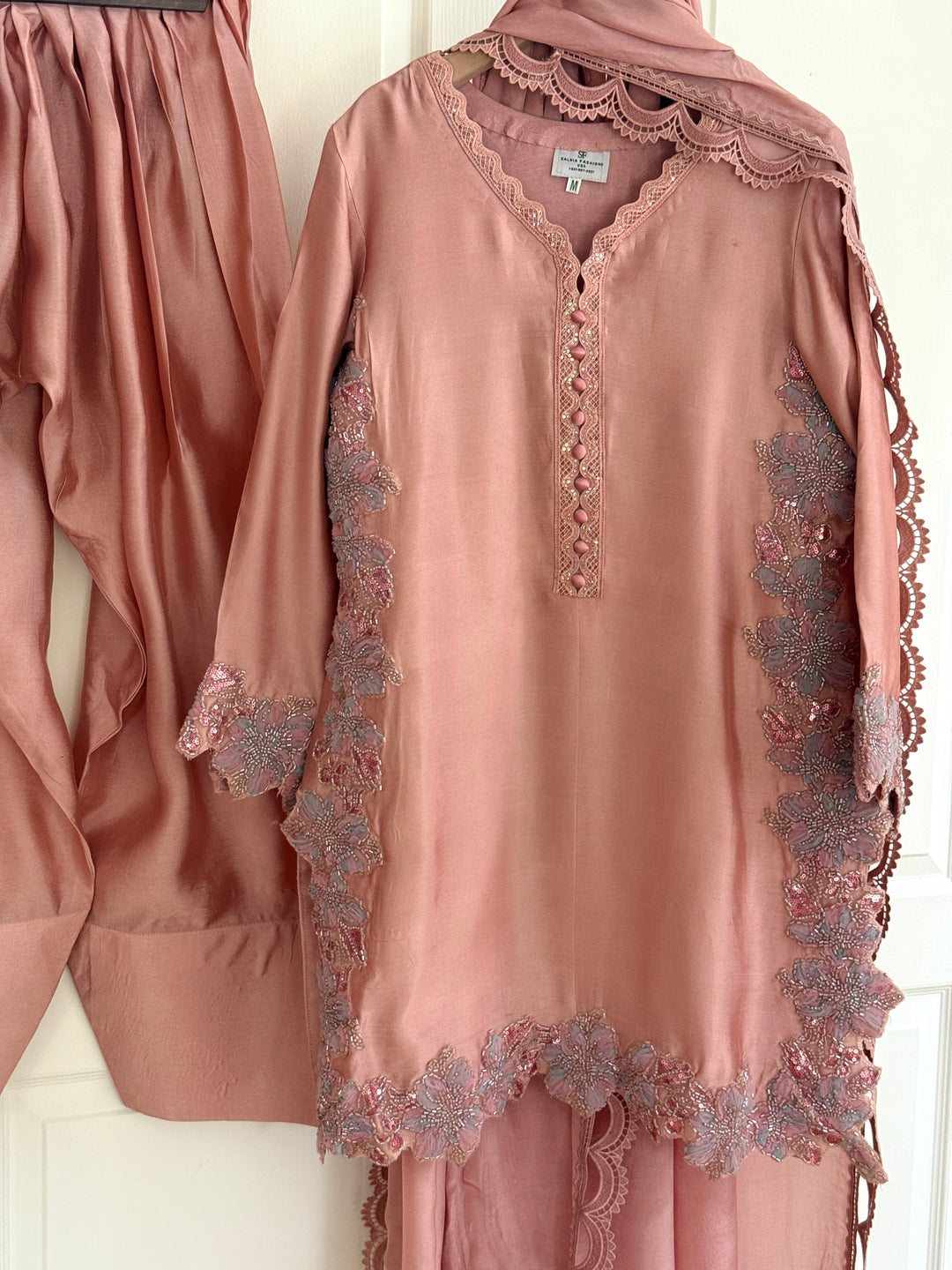 CUTWORK EMBELLISHED SHEESHA SILK FARSHI SHALWAR FRSH53