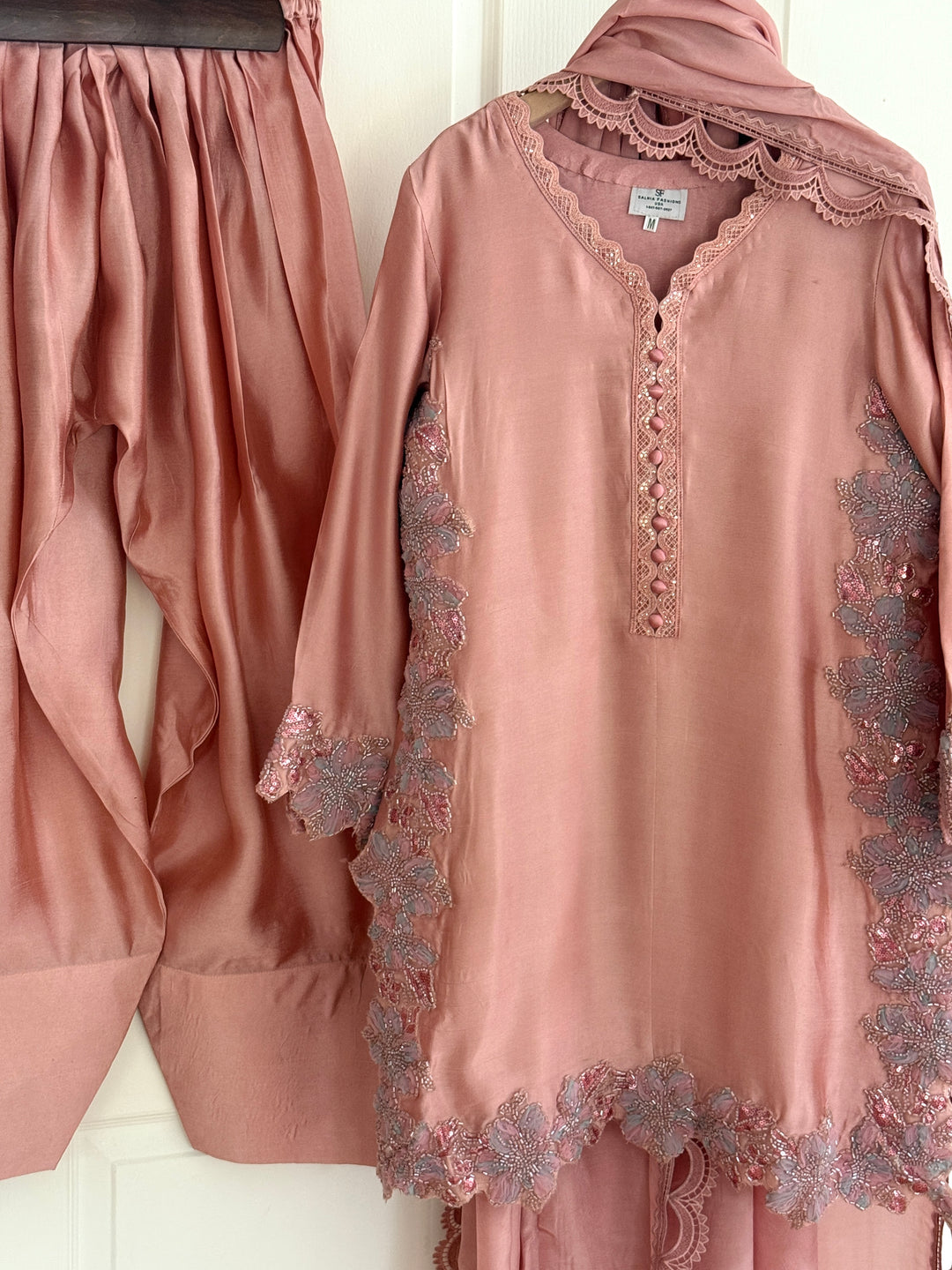 CUTWORK EMBELLISHED SHEESHA SILK FARSHI SHALWAR FRSH53