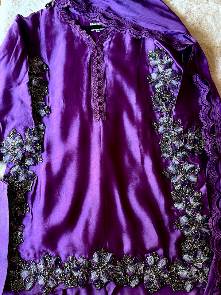 CUTWORK EMBELLISHED SHEESHA SILK FARSHI SHALWAR FRSH50