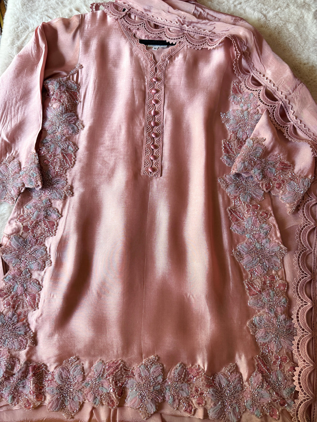 CUTWORK EMBELLISHED SHEESHA SILK FARSHI SHALWAR FRSH53