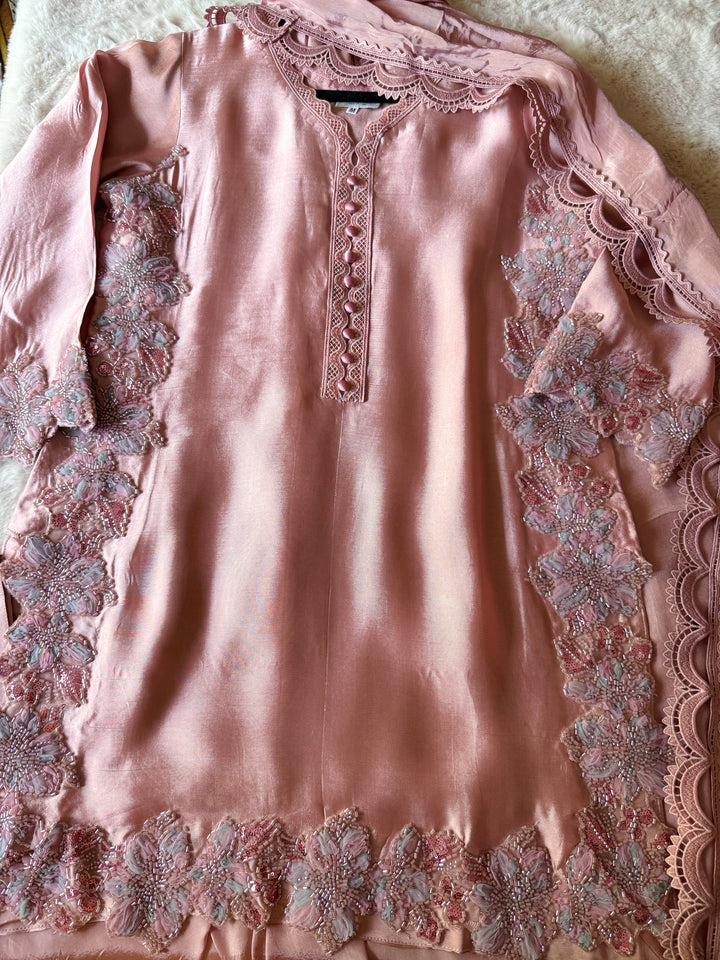 CUTWORK EMBELLISHED SHEESHA SILK FARSHI SHALWAR FRSH53