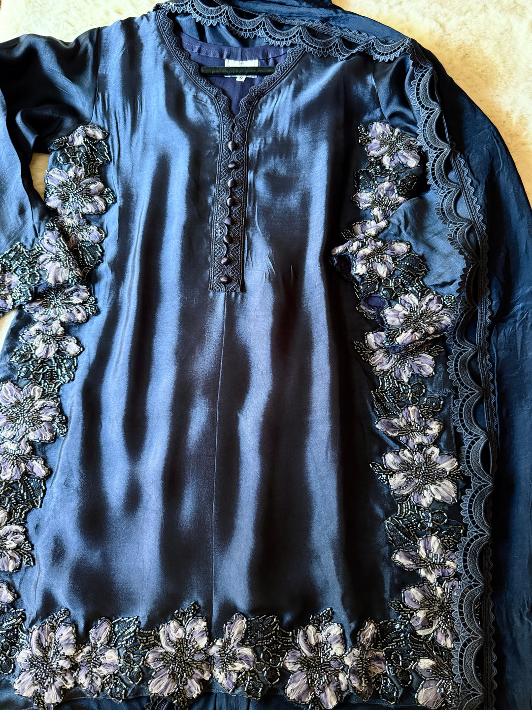 CUTWORK EMBELLISHED SHEESHA SILK FARSHI SHALWAR FRSH51