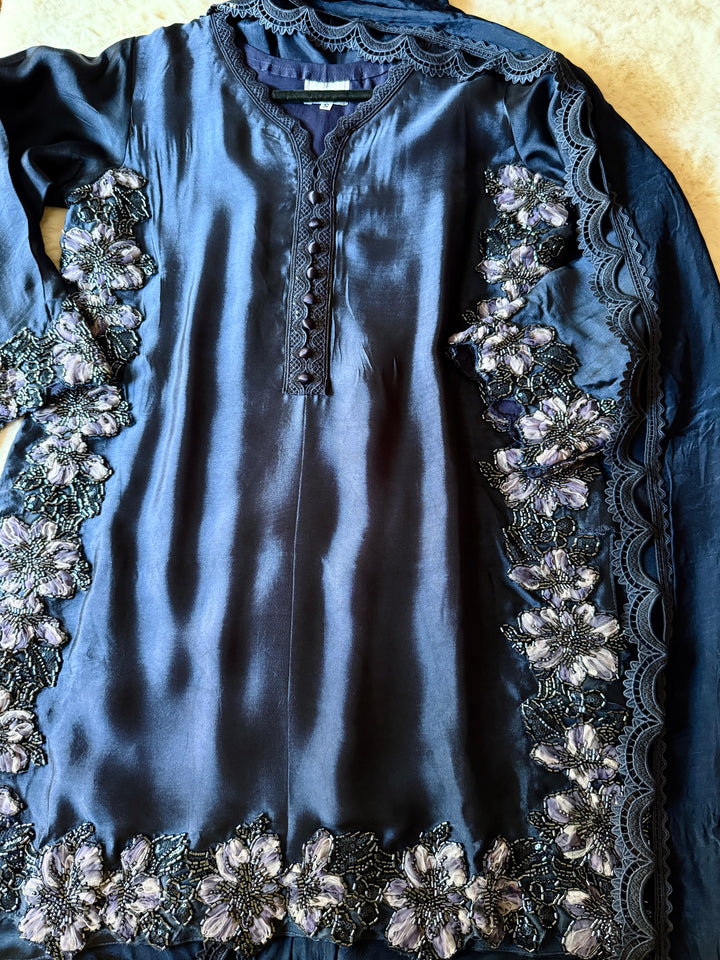 CUTWORK EMBELLISHED SHEESHA SILK FARSHI SHALWAR FRSH51