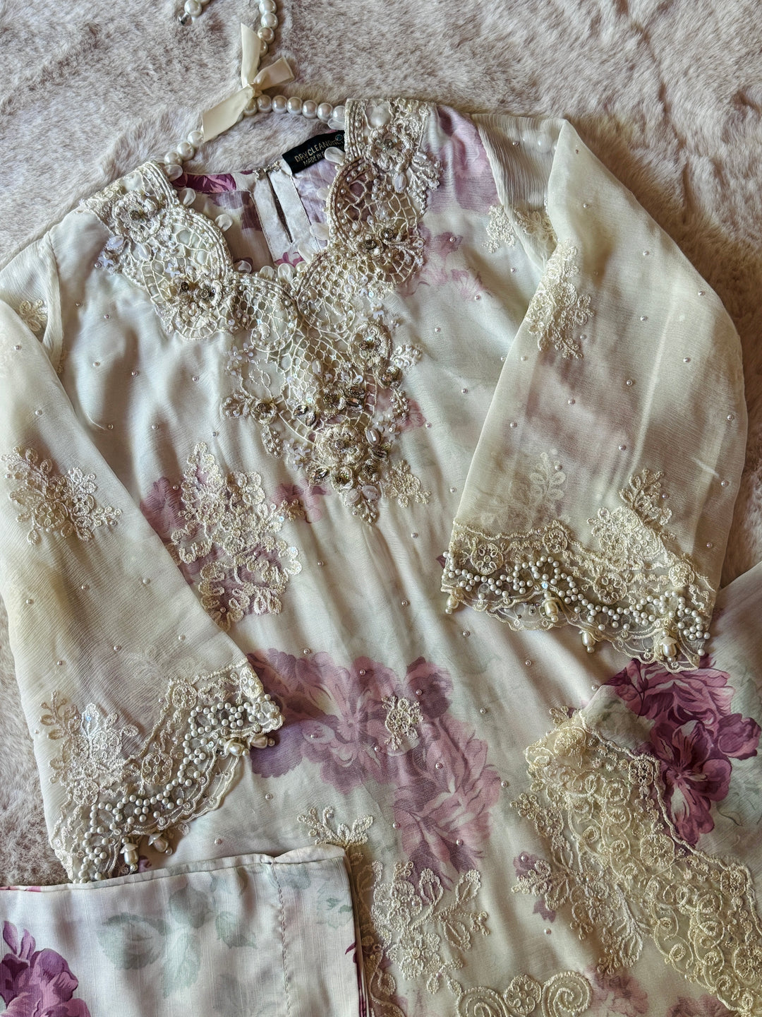 EMBROIDERED CHIFFON KIDS 3-PC SUIT ALKD05