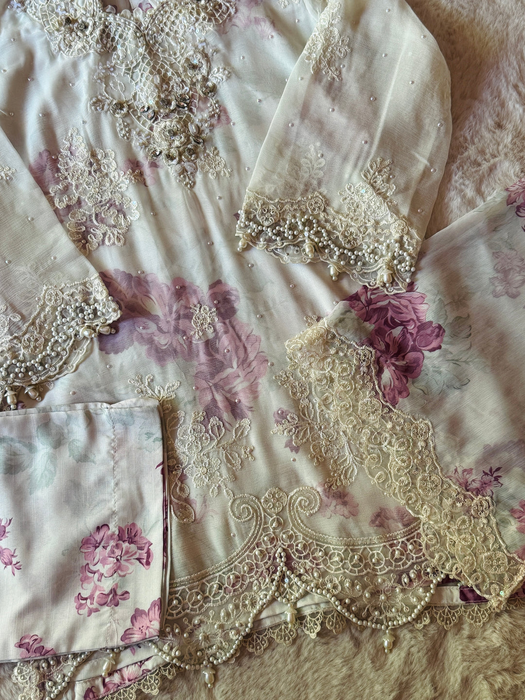 EMBROIDERED CHIFFON KIDS 3-PC SUIT ALKD05