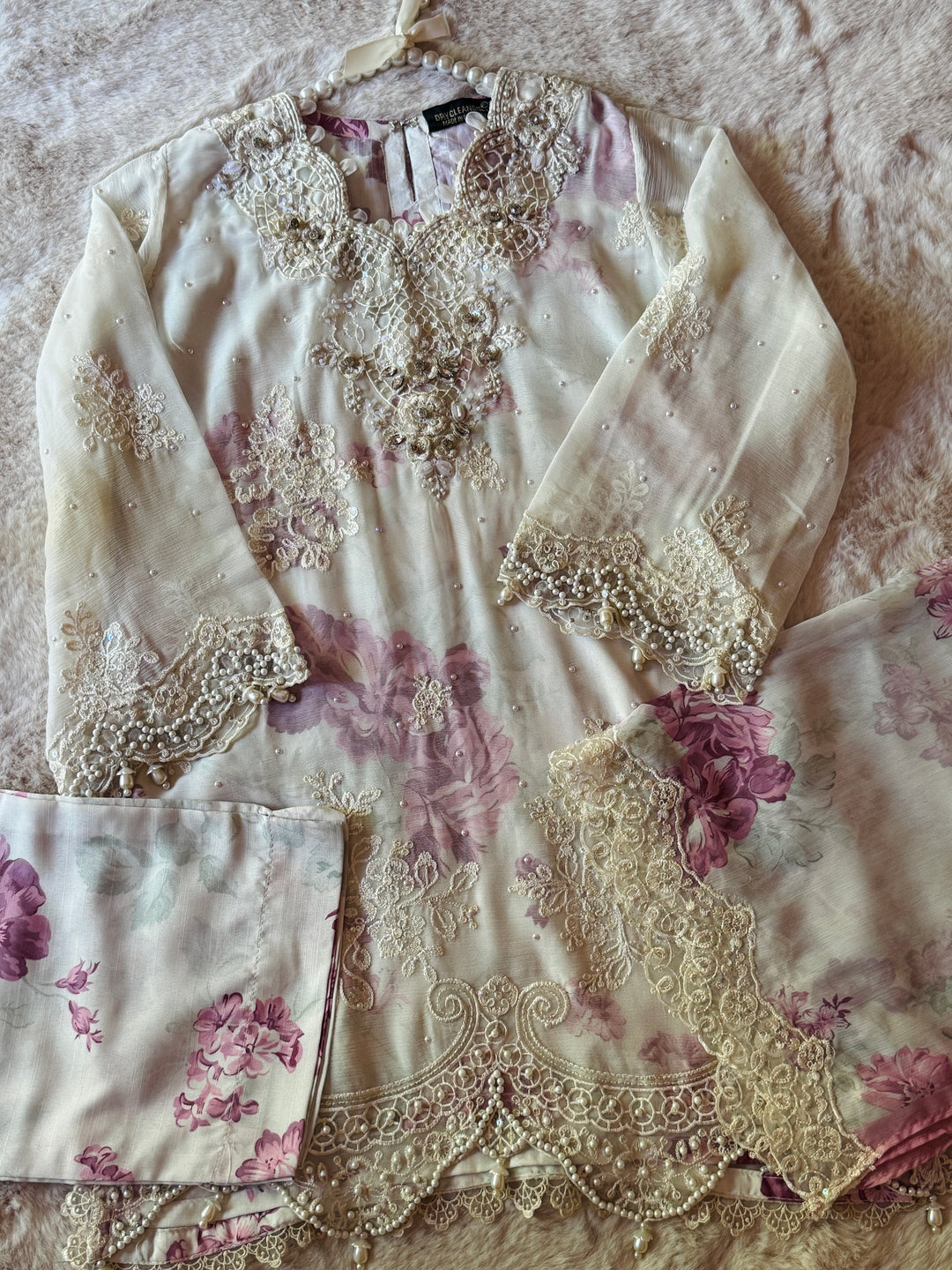EMBROIDERED CHIFFON KIDS 3-PC SUIT ALKD05