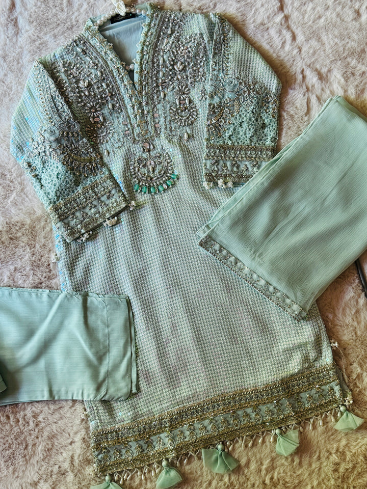 EMBROIDERED CHIFFON KIDS 3-PC SUIT ALKD07