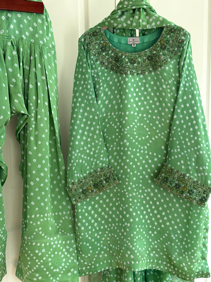 CHUNRI PURE CHARMEUSE SILK FARSHI SHALWAR FRSH03