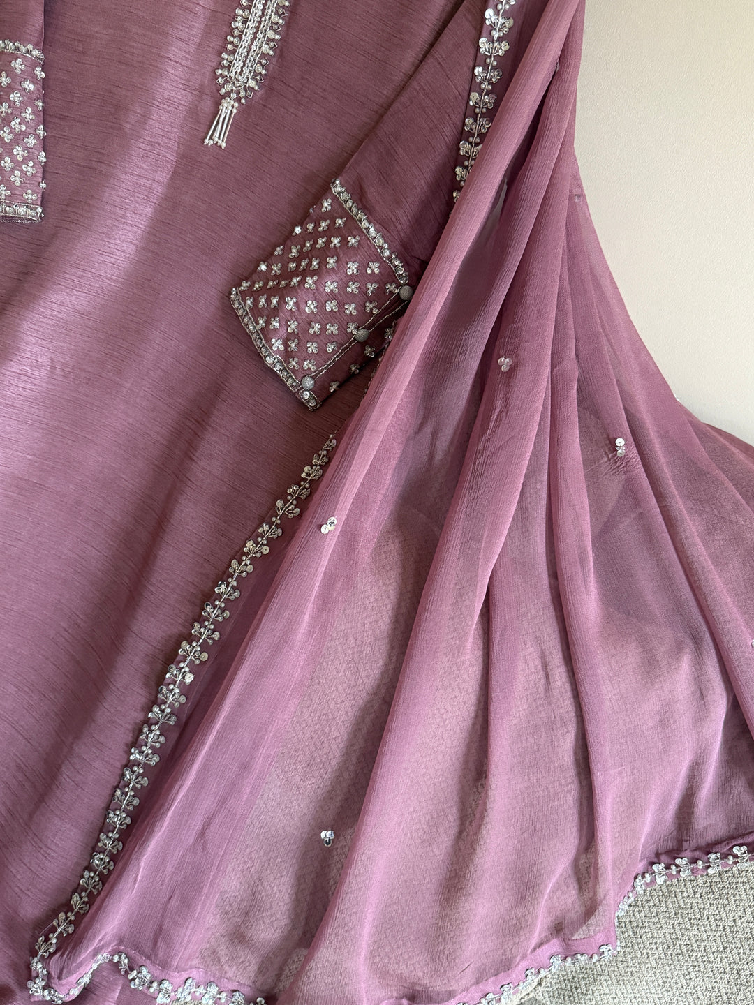 HAND EMBELLISHED RAW SILK SUIT FRSH62