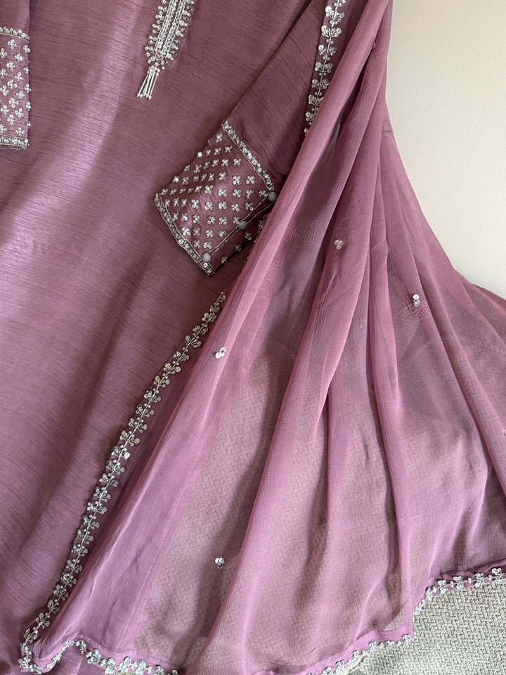 HAND EMBELLISHED RAW SILK SUIT FRSH62