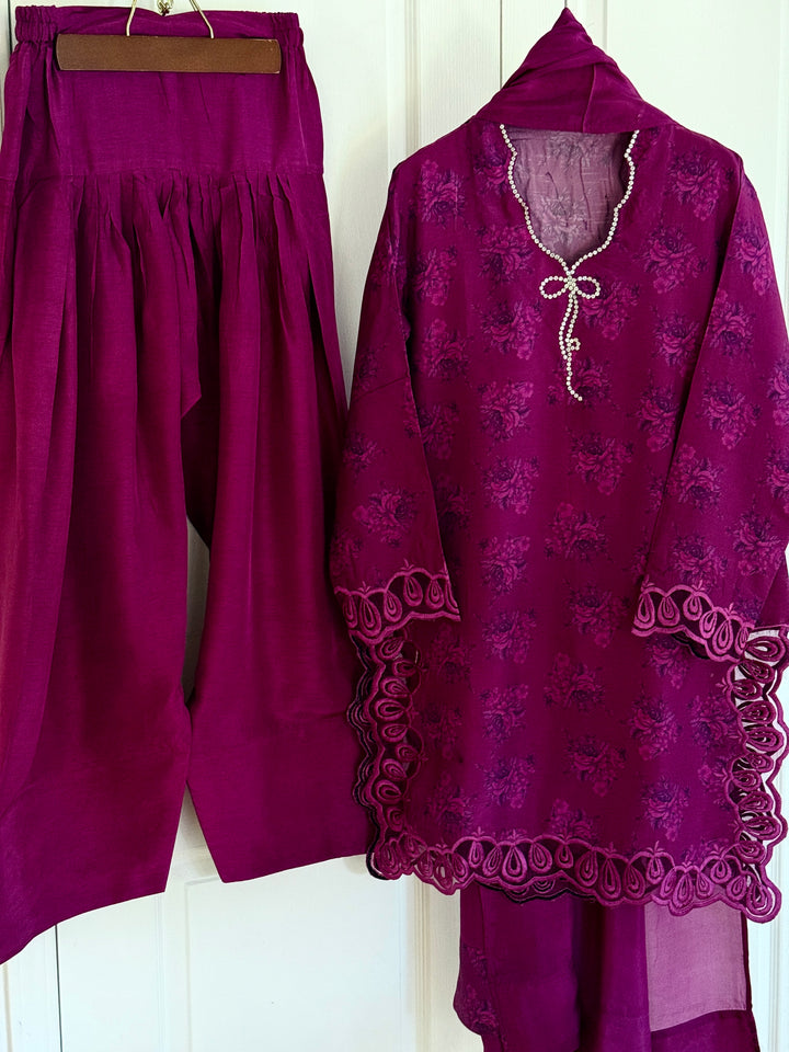 RAW SILK BOW FARSHI SHALWAR FRSH05