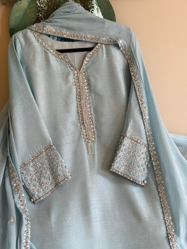 HAND EMBELLISHED RAW SILK SUIT FRSH63