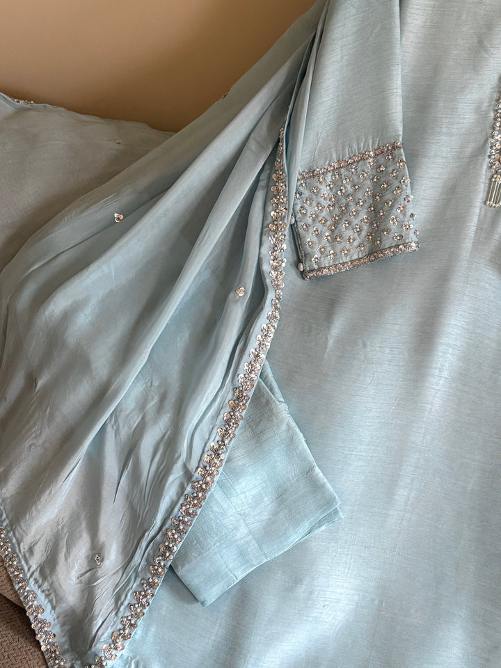 HAND EMBELLISHED RAW SILK SUIT FRSH63