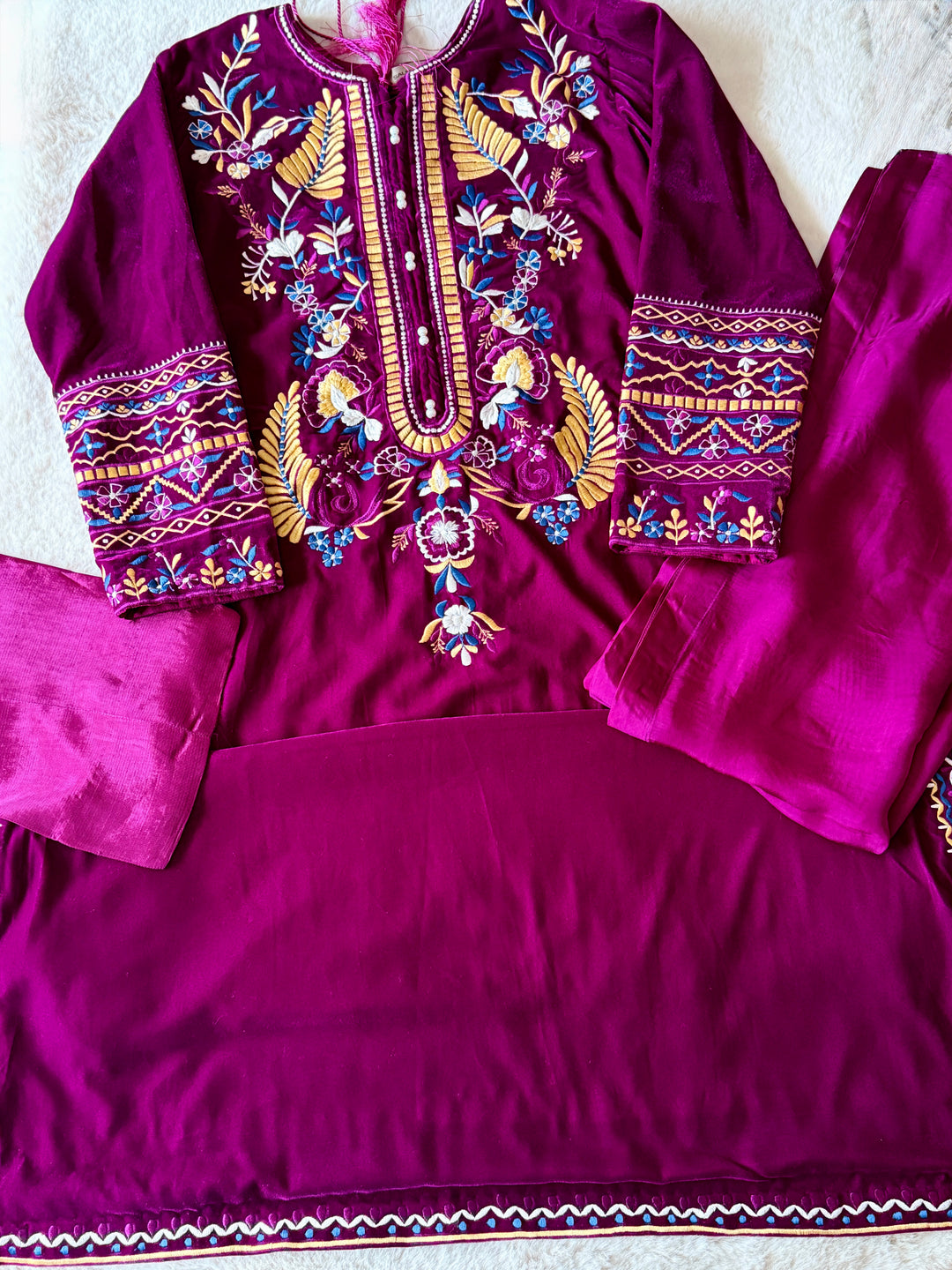 APPLIQUE EMBROIDERED VELVET KAFTAN SFKF04