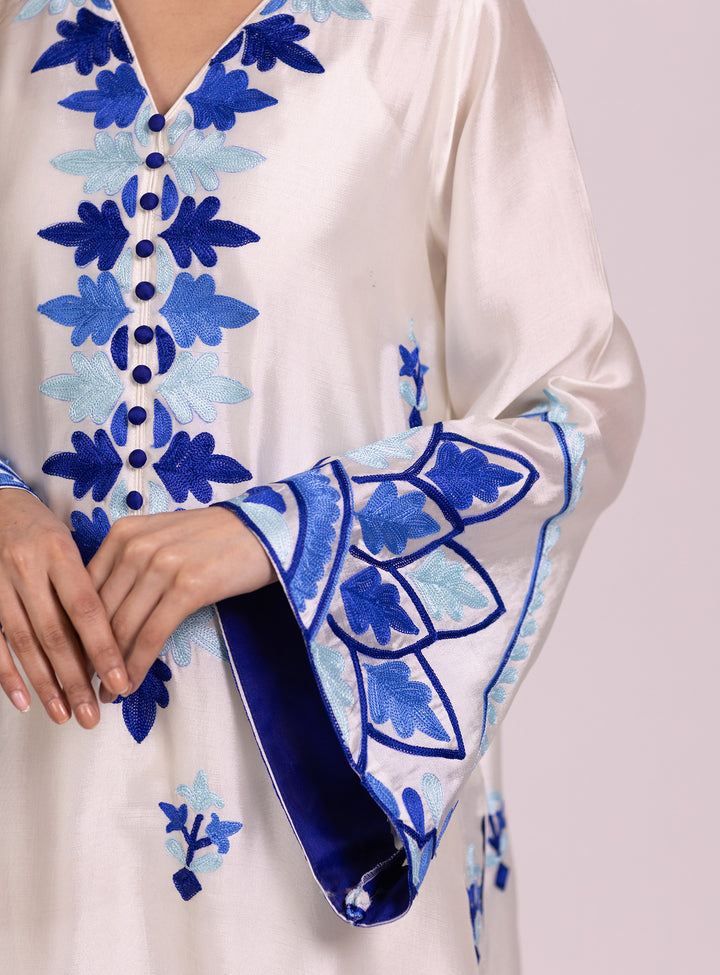 MULTI THREAD AARI EMBROIDERED SHEESHA SILK SUITS ARSF02