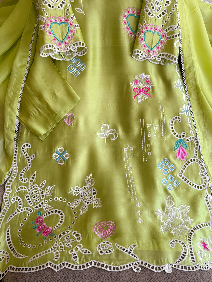 APPLIQUE EMBROIDERED SILK KAFTAN SFKF40
