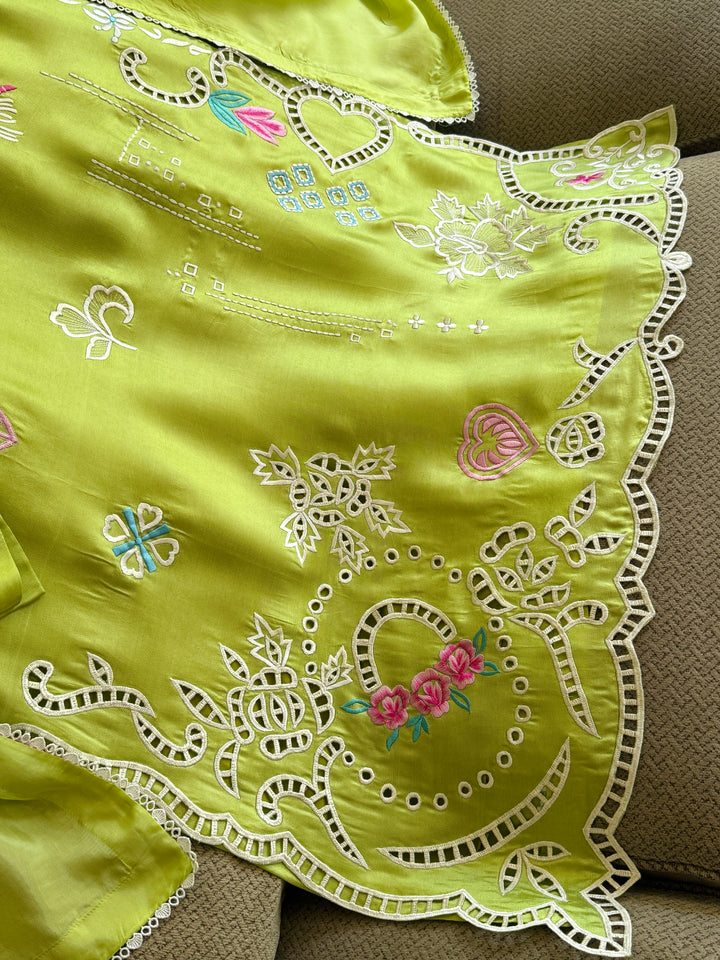 APPLIQUE EMBROIDERED SILK KAFTAN SFKF40