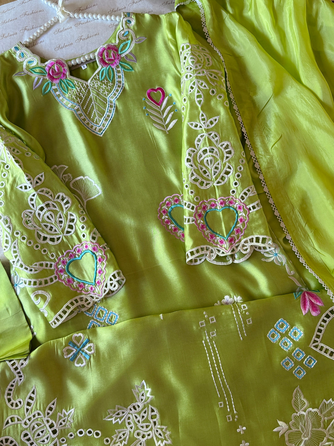 APPLIQUE EMBROIDERED SILK KAFTAN SFKF40