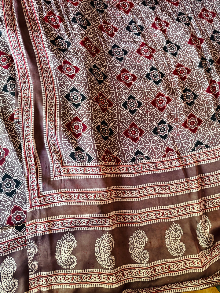 PURE SILK AJRAK SUIT AJSF03