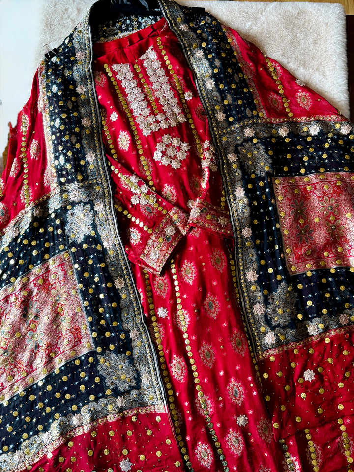 HEAVY KAAMDANI SUIT WITH WOVEN ATLAS DUPATTA KMSF05