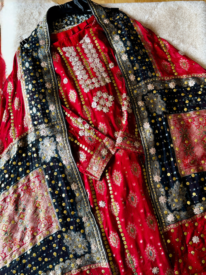 HEAVY KAAMDANI SUIT WITH WOVEN ATLAS DUPATTA KMSF05