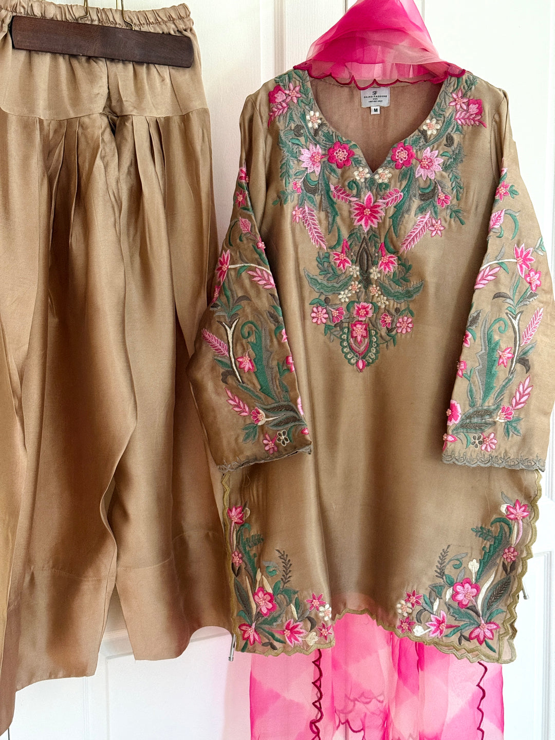 MULTI EMBROIDERED CUTWORK SHEESHA SILK FARSHI SHALWAR FRSH91