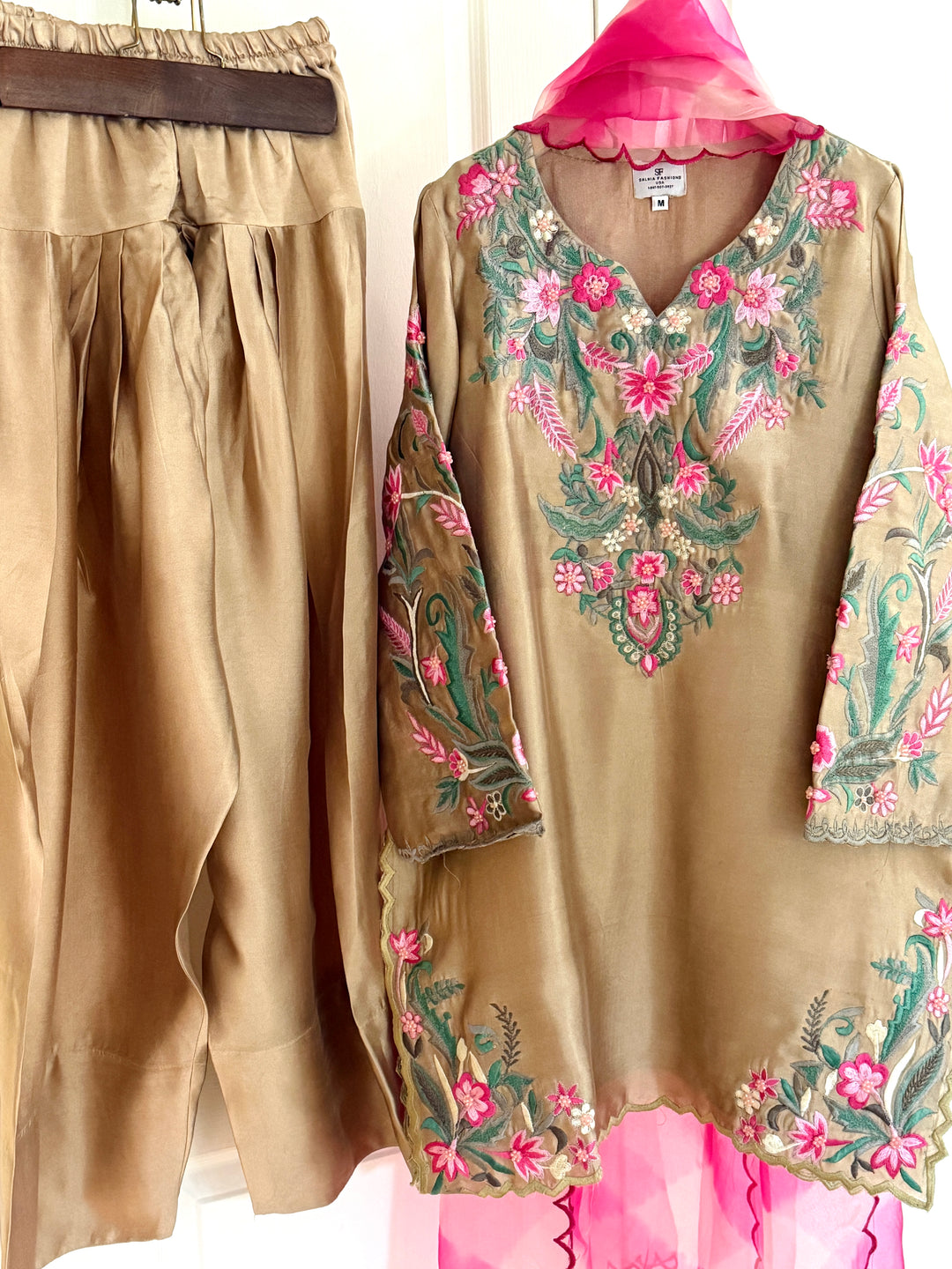 MULTI EMBROIDERED CUTWORK SHEESHA SILK FARSHI SHALWAR FRSH91