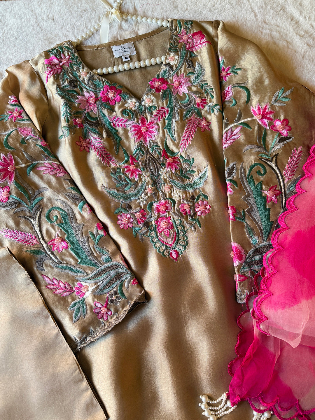 MULTI EMBROIDERED CUTWORK SHEESHA SILK FARSHI SHALWAR FRSH91