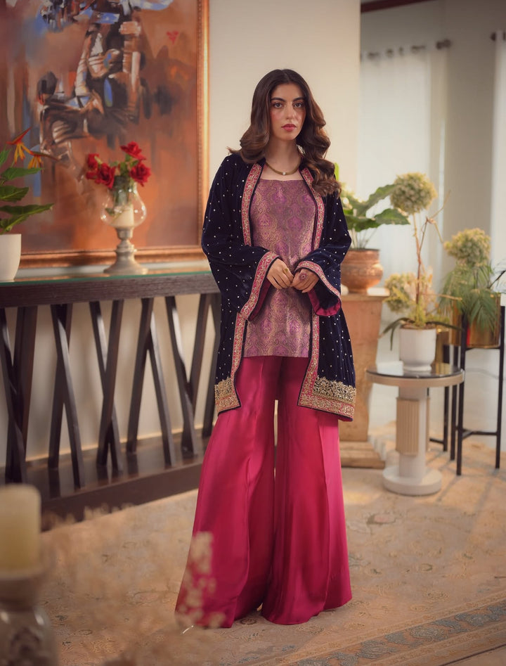 PARTYWEAR COAT STYLE BANARASI SUIT SFPW01