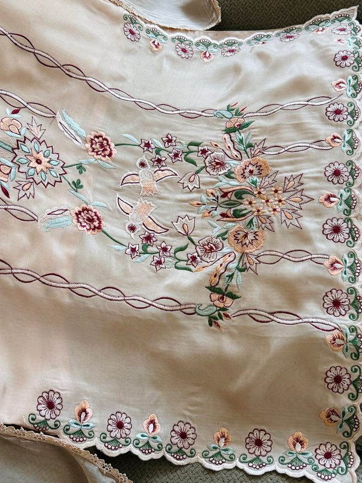 APPLIQUE EMBROIDERED SILK KAFTAN SFKF46