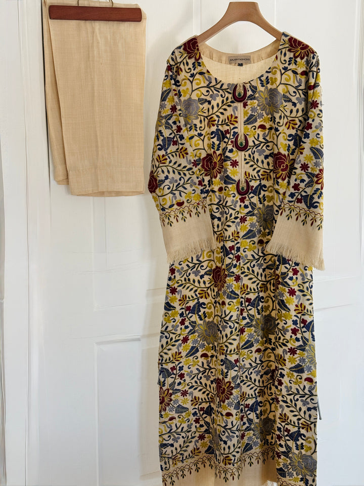 AARI EMBROIDERED PASHMINA KAFTAN SFP12