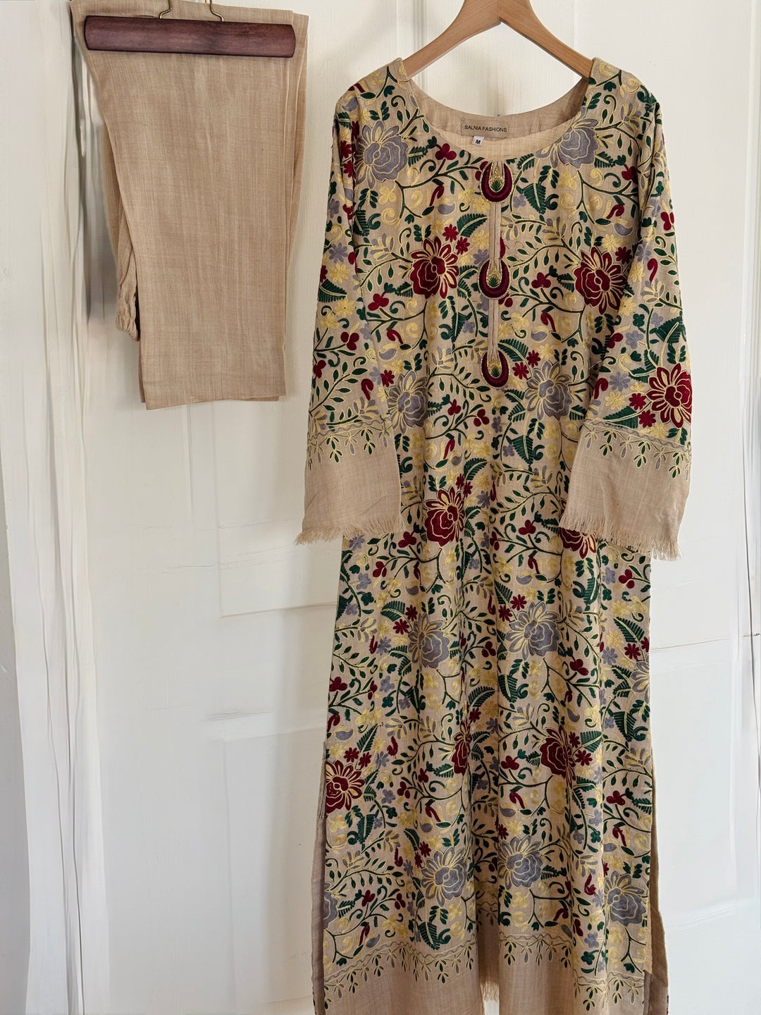 AARI EMBROIDERED PASHMINA KAFTAN SFP13