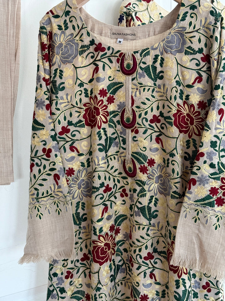 AARI EMBROIDERED PASHMINA KAFTAN SFP13