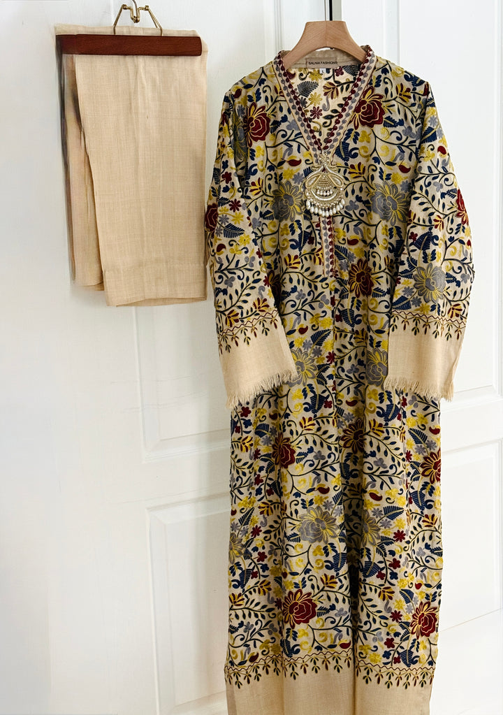 AARI EMBROIDERED PASHMINA KAFTAN SFP19