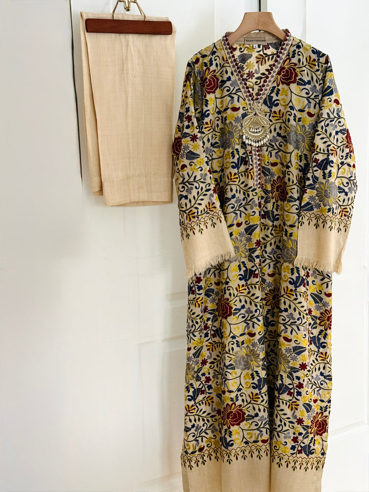 AARI EMBROIDERED PASHMINA KAFTAN SFP19