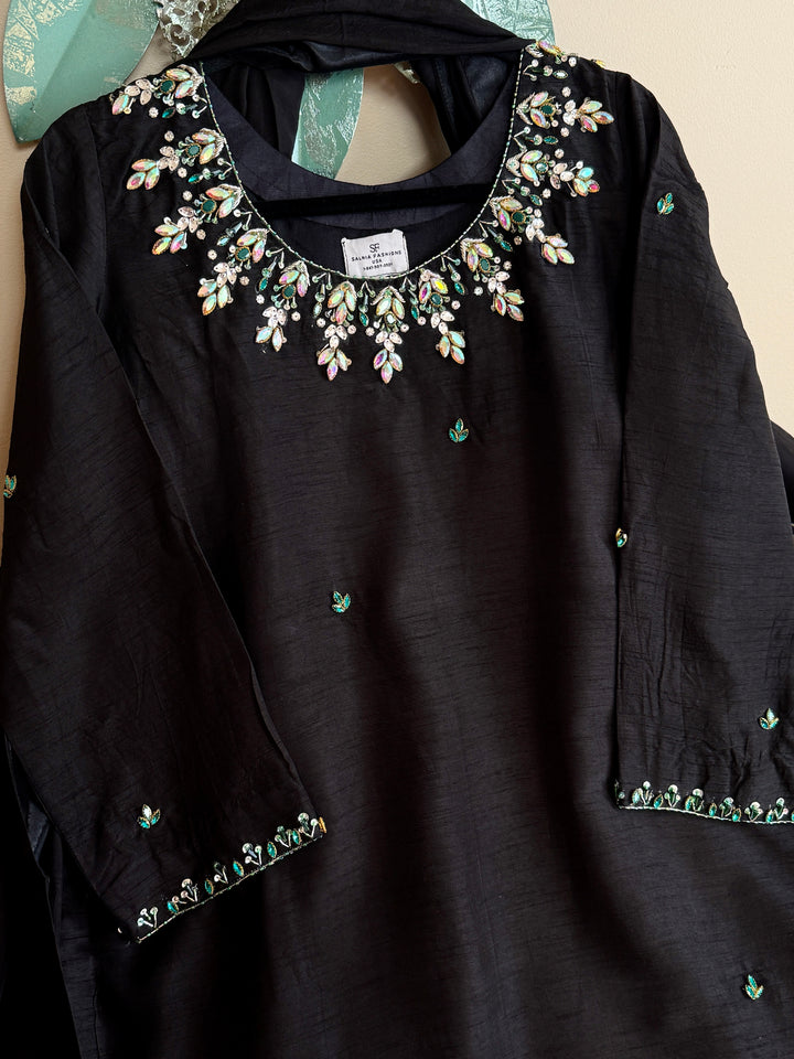 JEWEL EMBELLISHED RAW SILK SUIT FRSH20