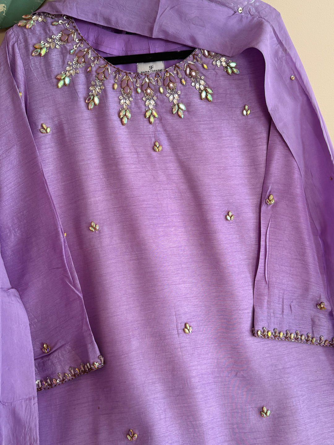 JEWEL EMBELLISHED RAW SILK SUIT FRSH21