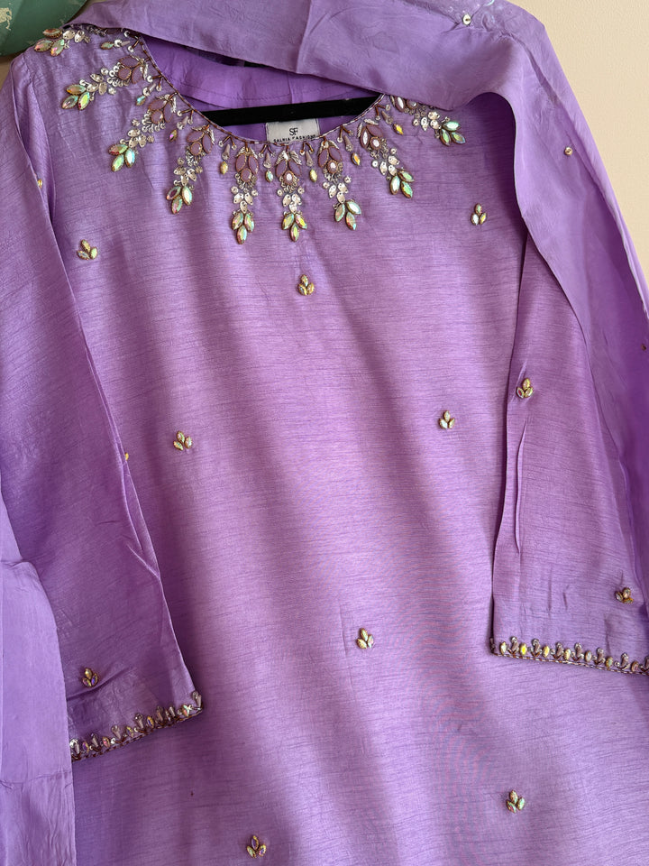 JEWEL EMBELLISHED RAW SILK SUIT FRSH21