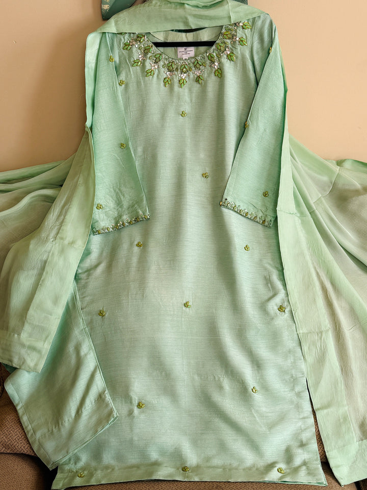 JEWEL EMBELLISHED RAW SILK SUIT FRSH22