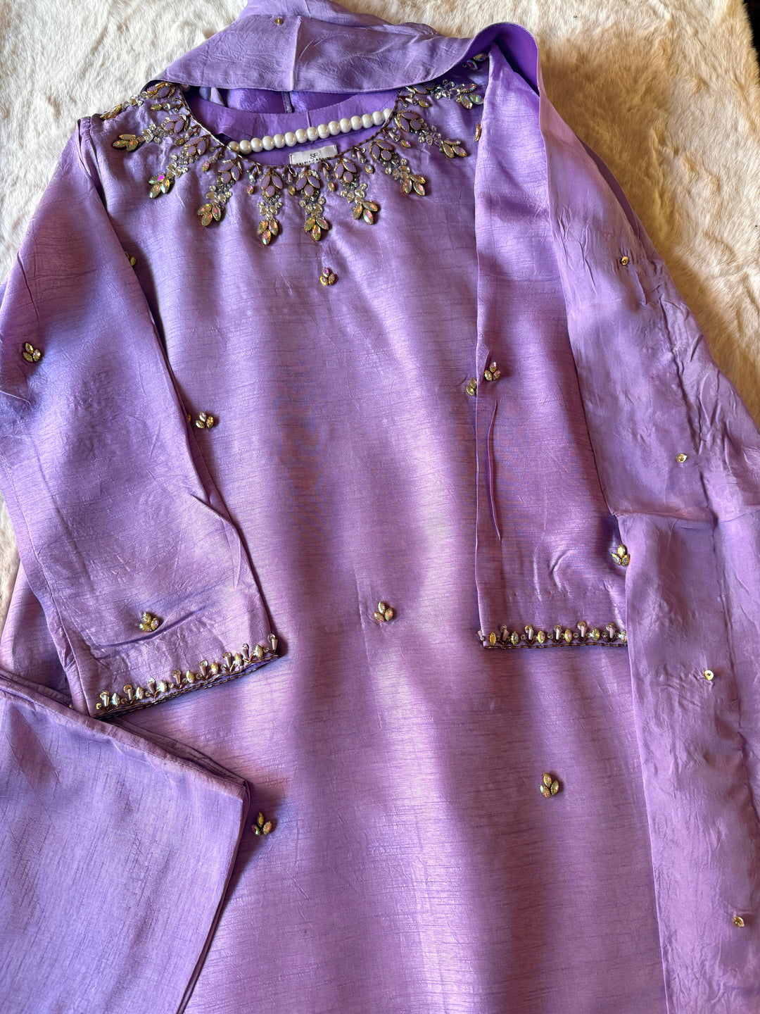 JEWEL EMBELLISHED RAW SILK SUIT FRSH21