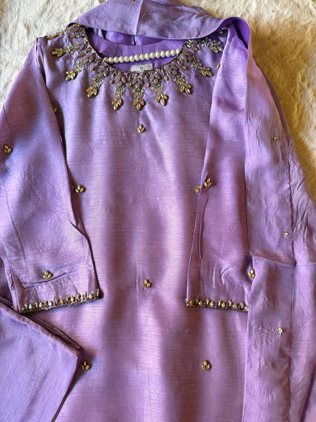 JEWEL EMBELLISHED RAW SILK SUIT FRSH21