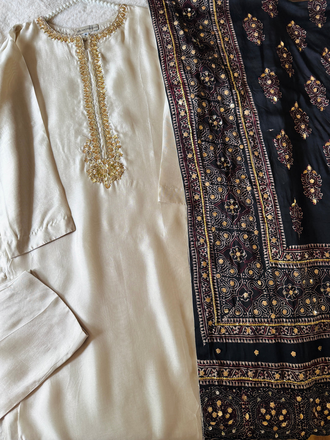 PURE SILK AJRAK SUIT AJSF02