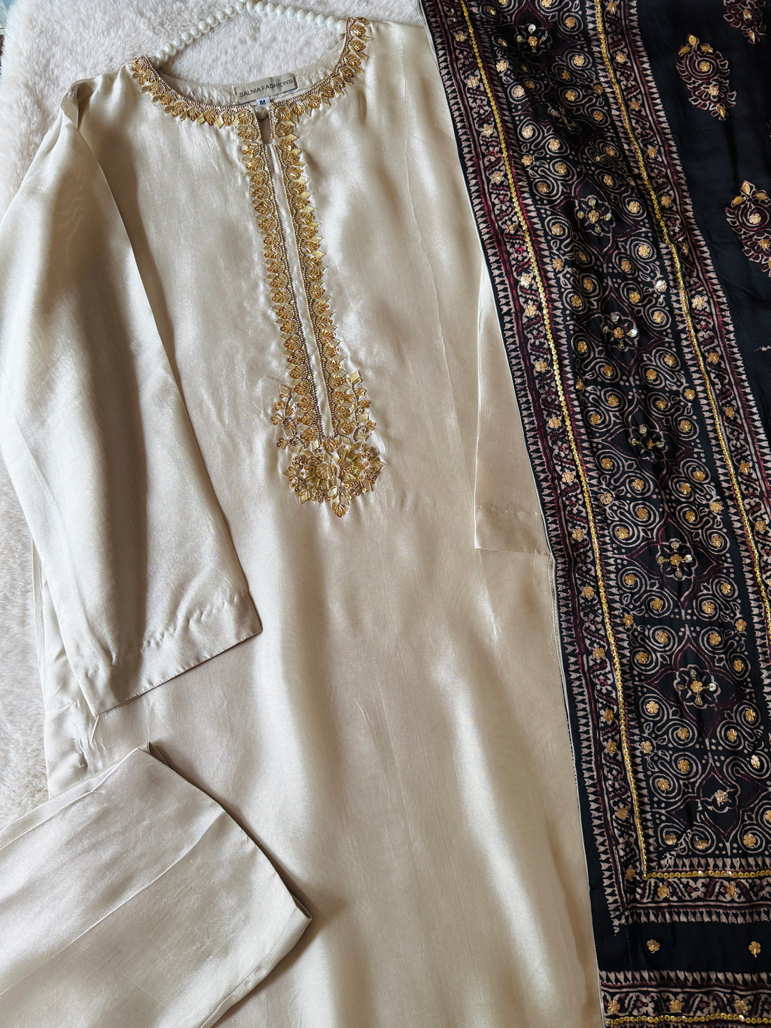 PURE SILK AJRAK SUIT AJSF02