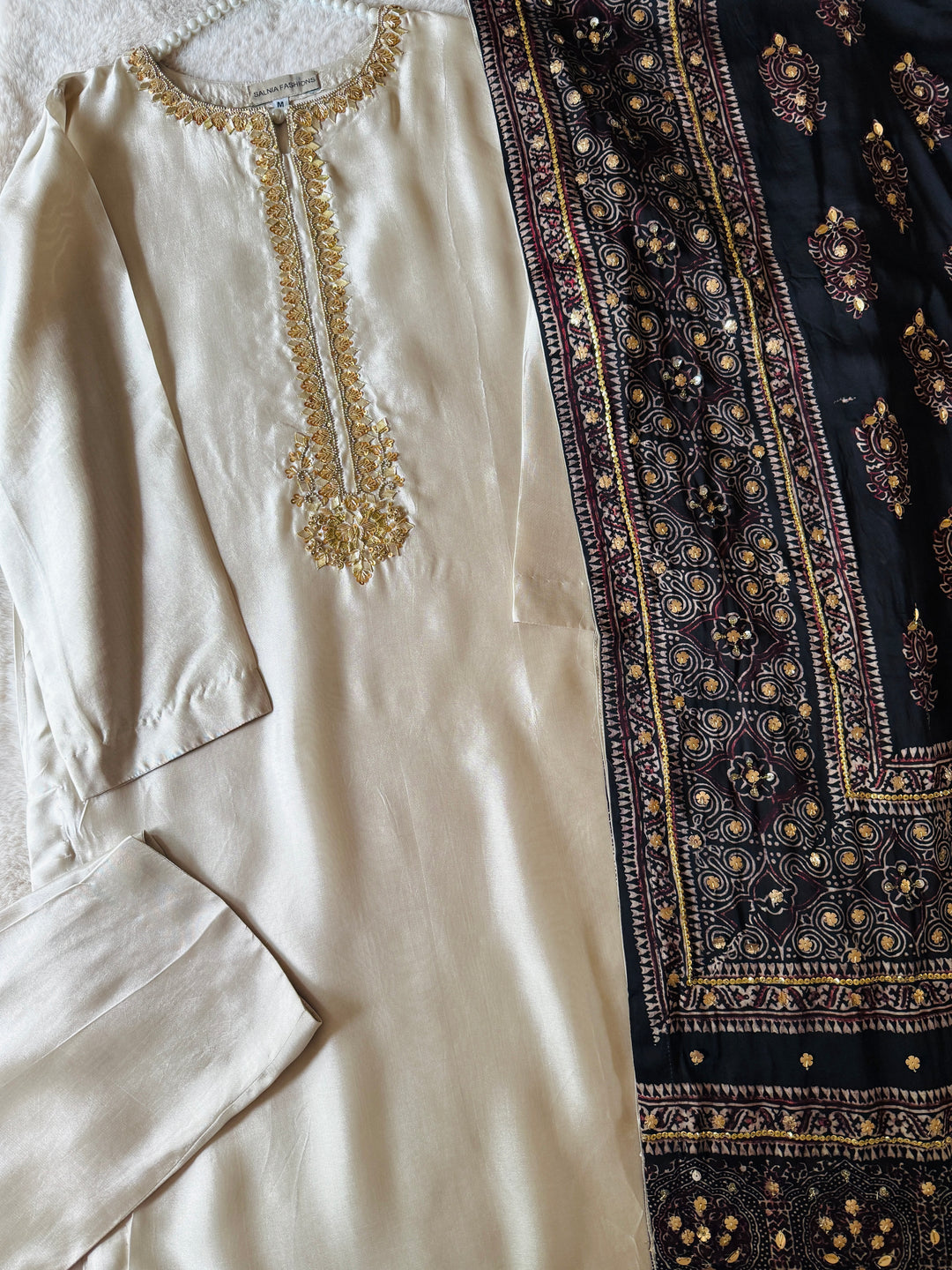 PURE SILK AJRAK SUIT AJSF02