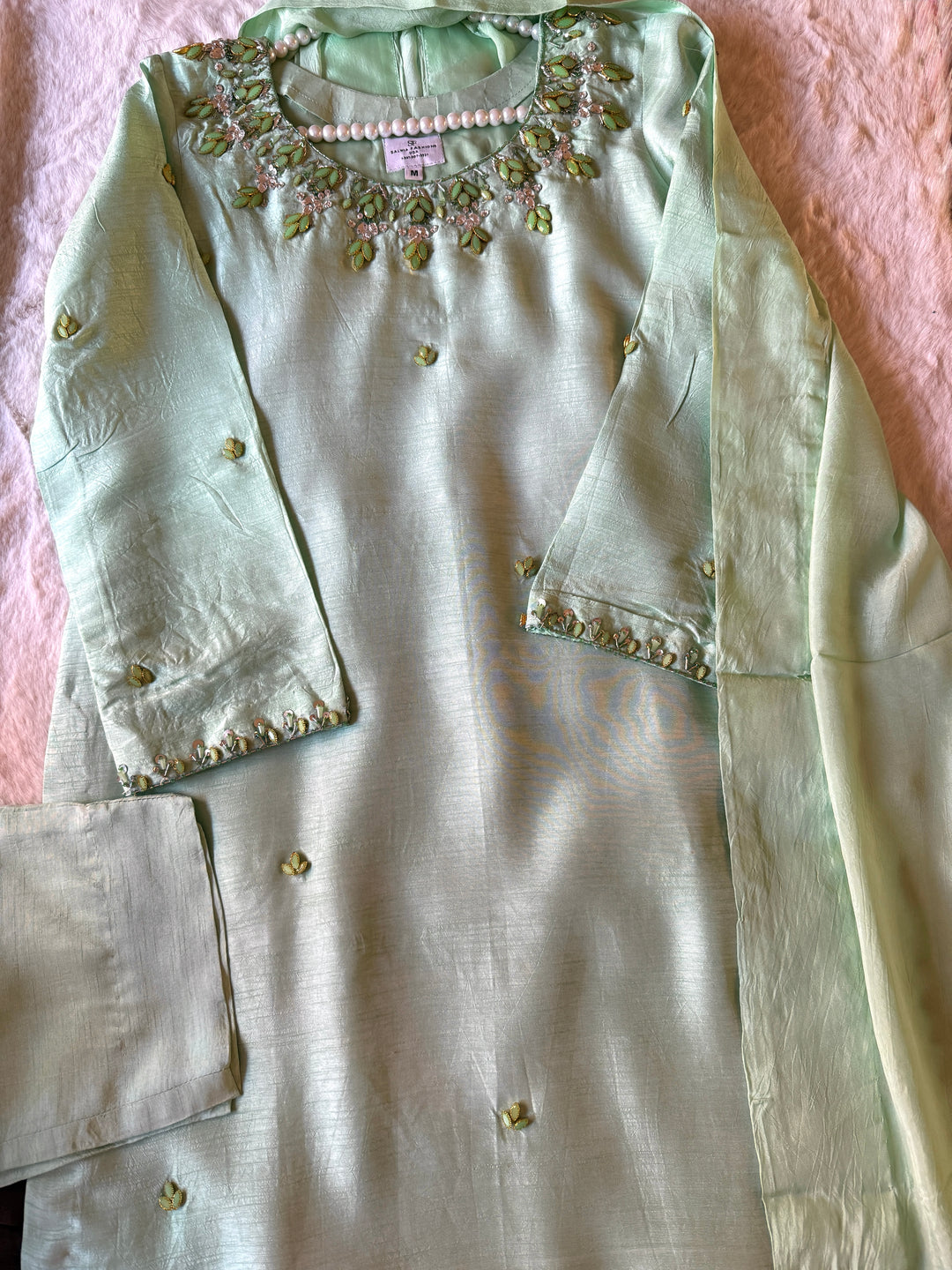 JEWEL EMBELLISHED RAW SILK SUIT FRSH22
