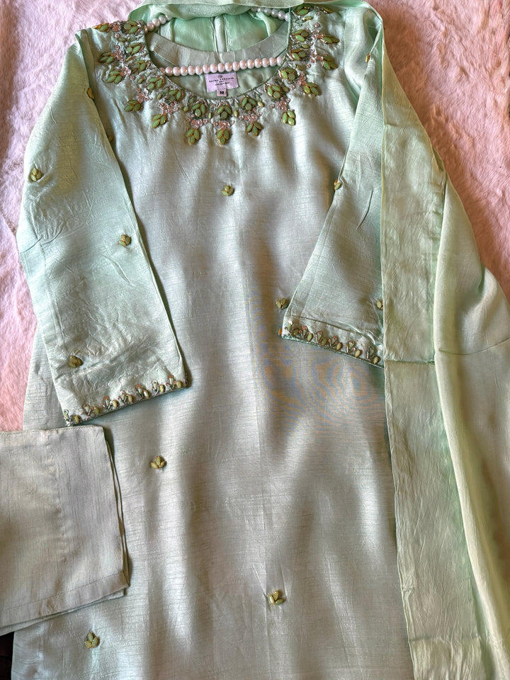 JEWEL EMBELLISHED RAW SILK SUIT FRSH22