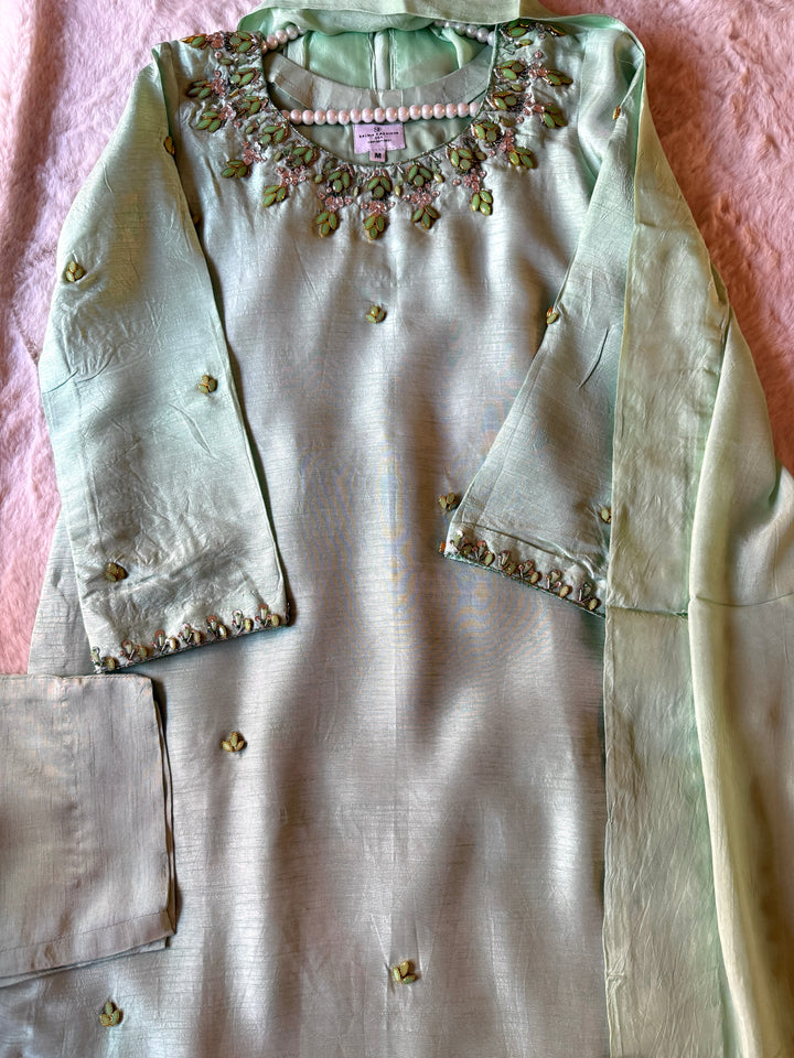 JEWEL EMBELLISHED RAW SILK SUIT FRSH22